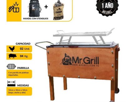  MR GRILL -Medidas: 50 de Largo x 30 de Fondo x 40/50 Alto
Capacidad : 4 kg de carne de cerdo.