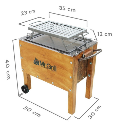 MR GRILL -Medidas: 50 de Largo x 30 de Fondo x 40/50 Alto
Capacidad : 4 kg de carne de cerdo